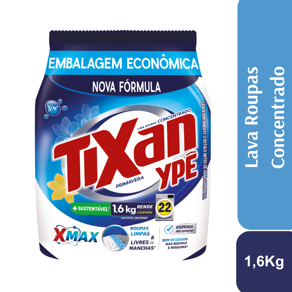 Lava-Roupas Pó Concentrado Primavera Tixan Ypê Pacote 1,6kg Embalagem Econômica - Image 1