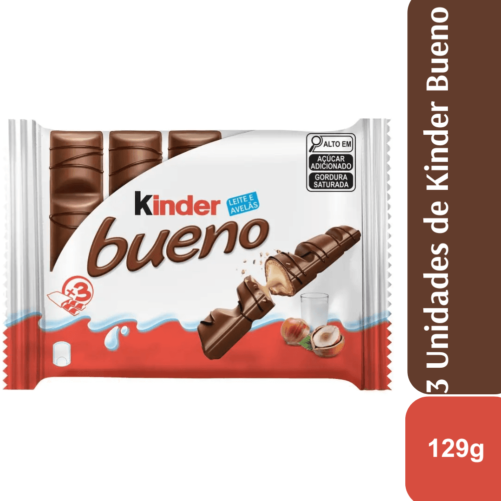 Kinder Bueno Chocolate ao Leite 129g 3 Unidades - Image 1