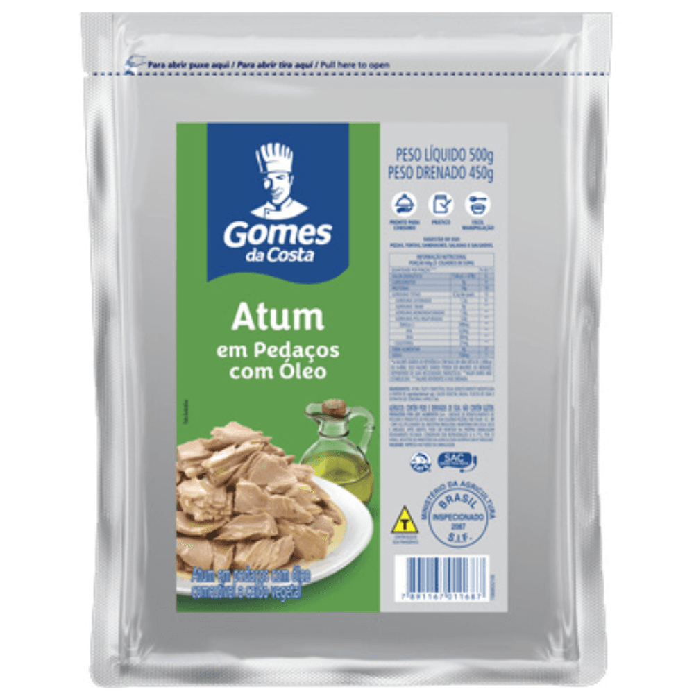 Atum em Pedaços em Óleo Pouch 500g Gomes da Costa - Image 1