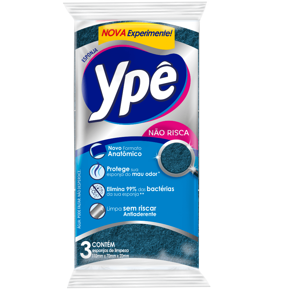 Esponja Anatômica Não Risca Ypê Antibac 3 Unidades - Image 1