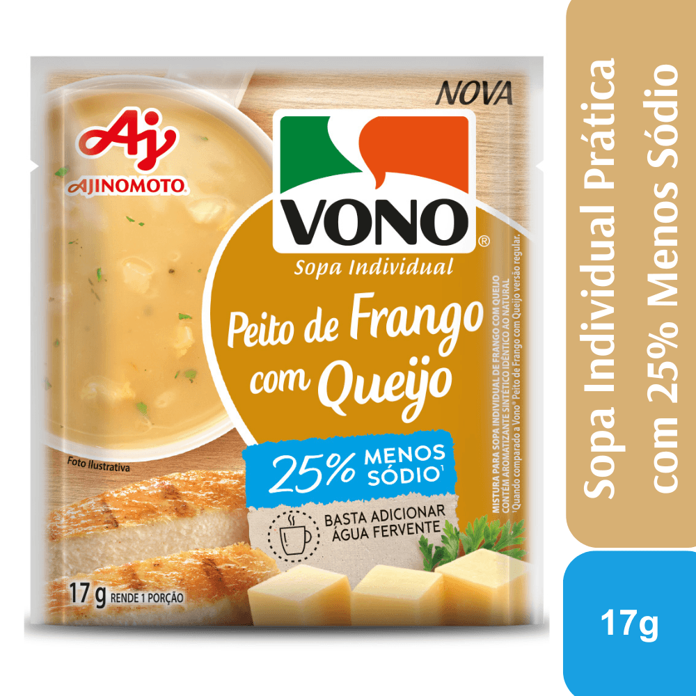 Sopa VONO® Individual Sabor Peito De Frango Com Queijo Menos Sódio 17G - Image 1