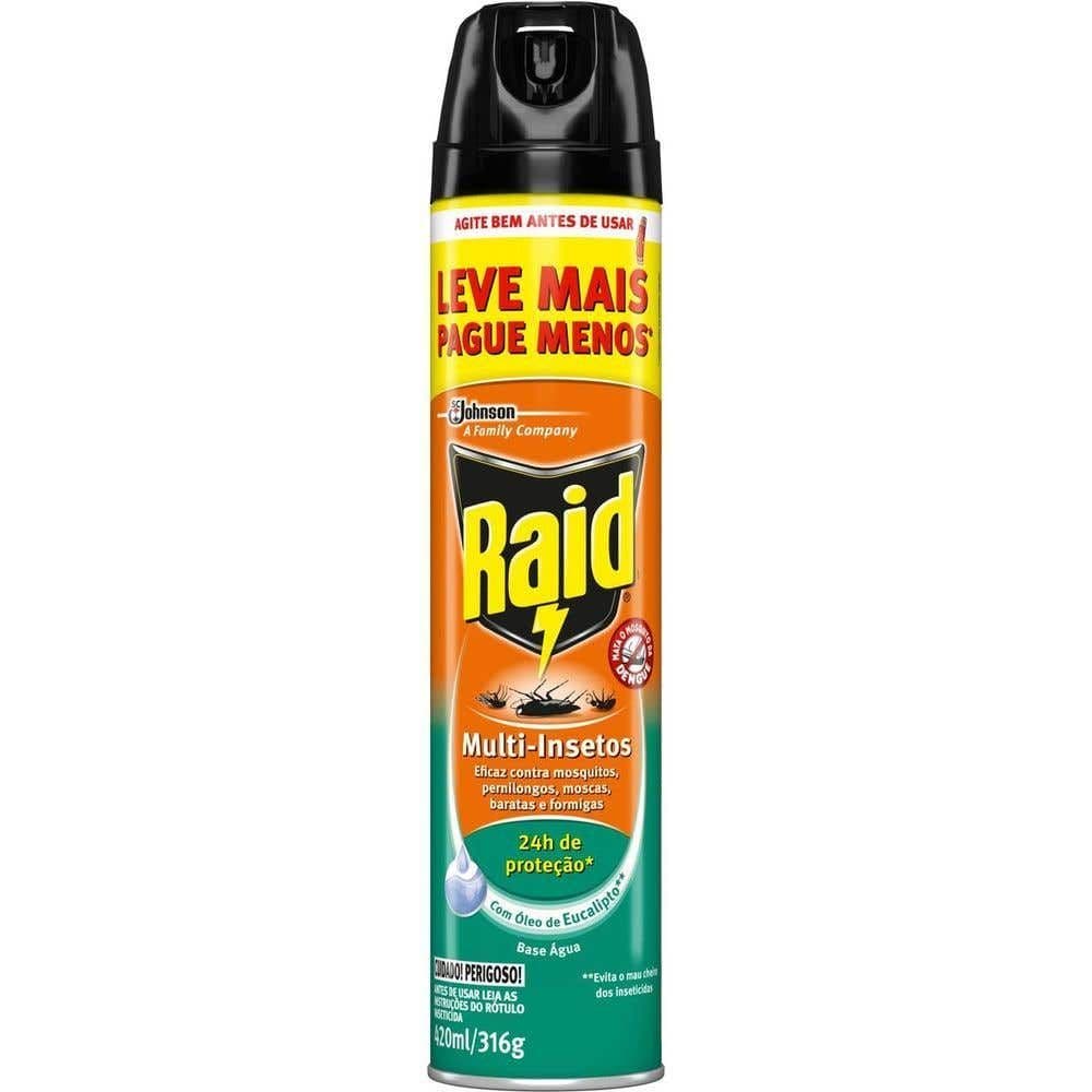 Inseticida Aerossol Raid Multi-insetos Base Água Eucalipto Leve Mais Pague Menos 420ml - Image 1