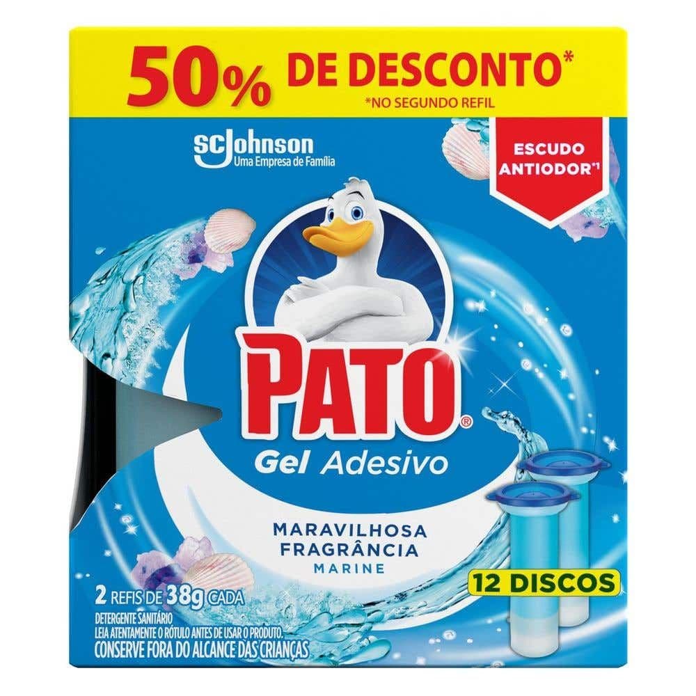 Kit Desodorizador Sanitário Pato Gel Adesivo Marine Refil 6 Discos 2UN - Image 1