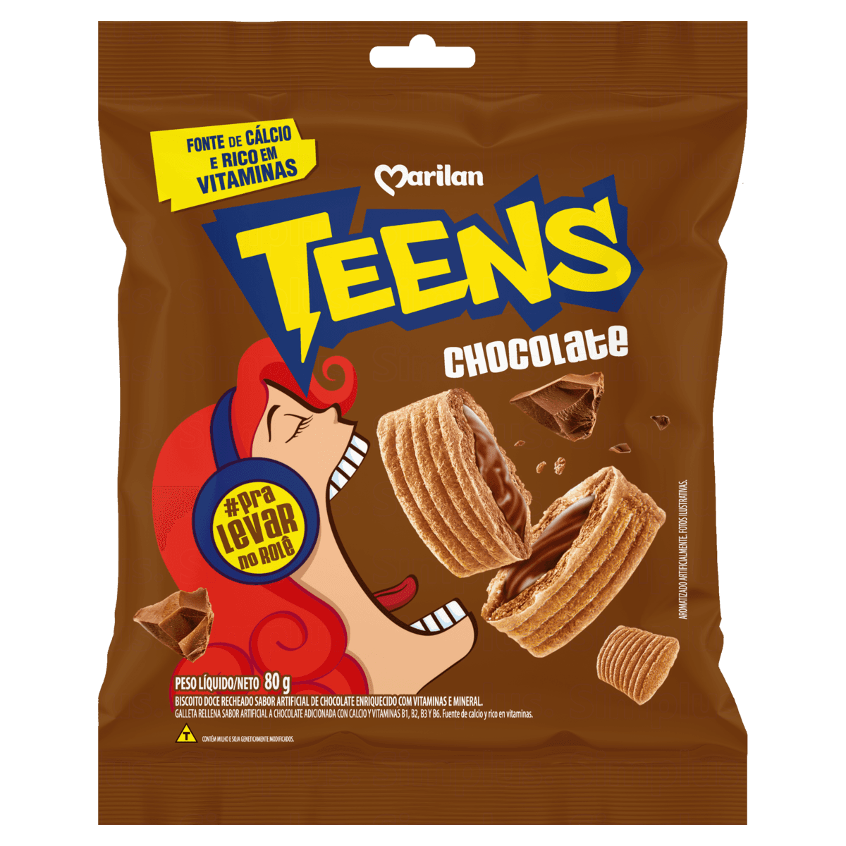 Biscoito Recheio Chocolate Marilan Teens Pacote 80G - Image 1
