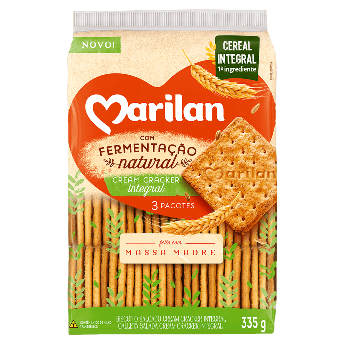Biscoito Cream Cracker Integral Marilan Pacote 335G - Image 1