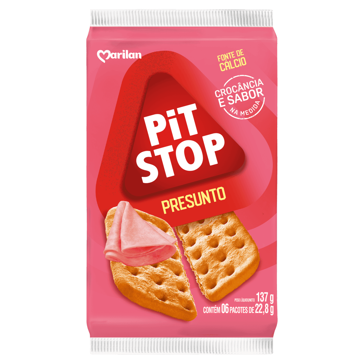 Pack Biscoito Presunto Marilan Pit Stop Pacote 137G 6 Unidades - Image 1
