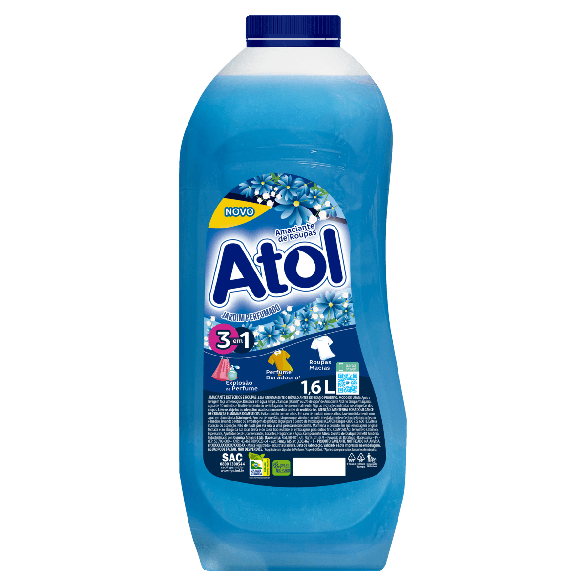 Amaciante de Roupa 3 em 1 Jardim Perfumado Atol Frasco 1,6l - Image 1