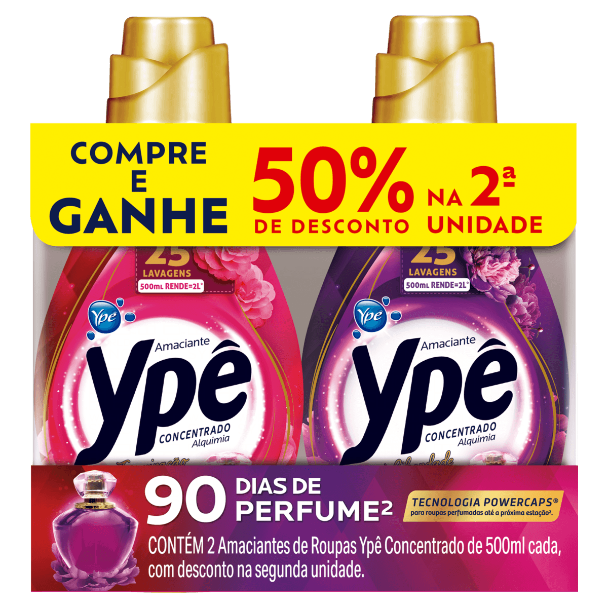 Kit Amaciante de Roupa Concentrado Inspiração + Liberdade Ypê Alquimia 500ml Cada Grátis 50% de Desconto na 2ª Unidade - Image 1