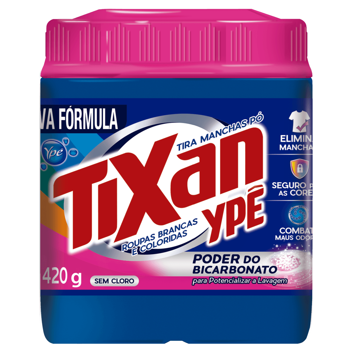 Tira Manchas em Pó Tixan Ypê Roupas Brancas e Coloridas 420g - Rende até 28 pré-lavagens - Uso direto na máquina - Image 1
