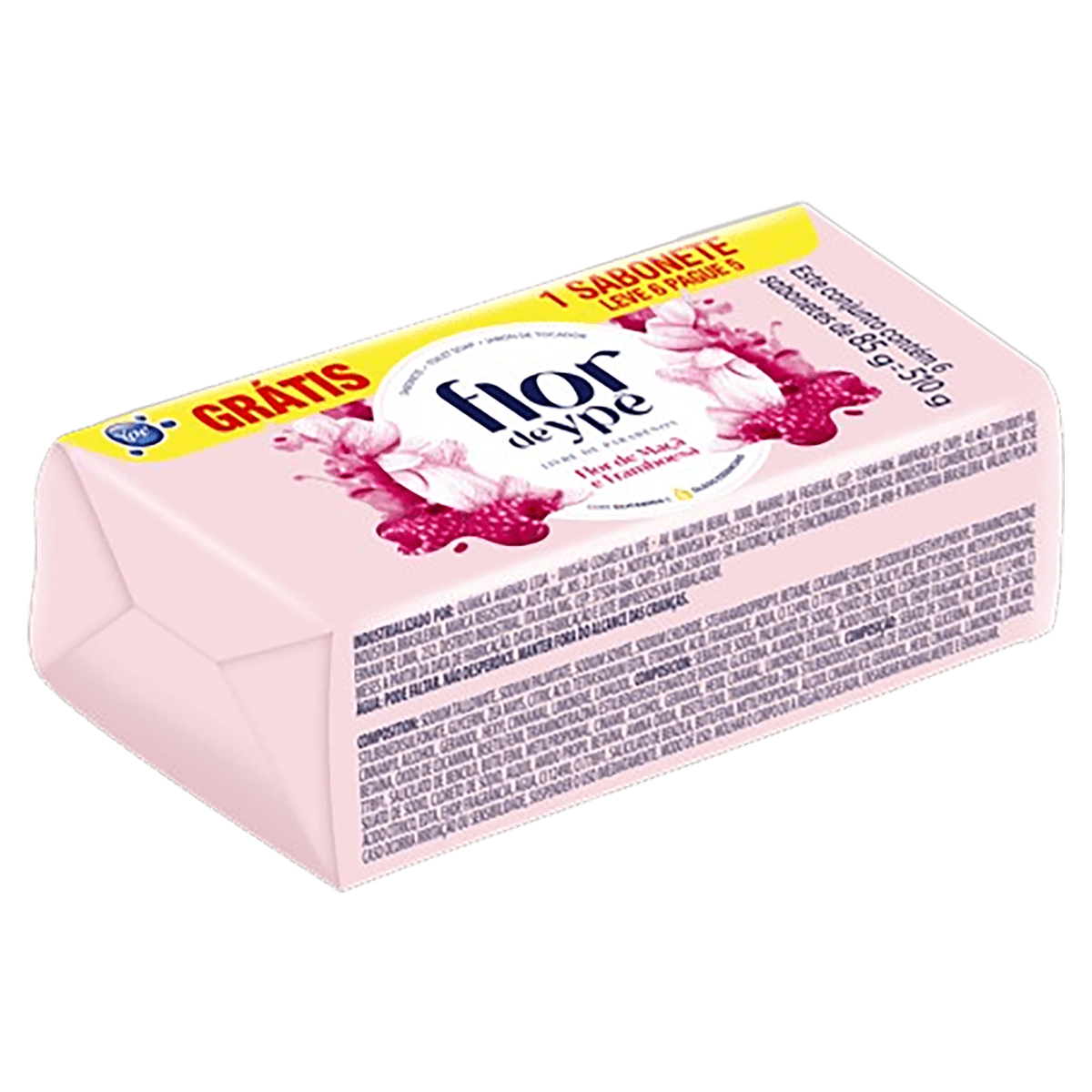 Pack Sabonete Barra Flor de Maçã e Framboesa Flor de Ypê Envoltório 510g Leve 6 Pague 5 Unidades - Image 1