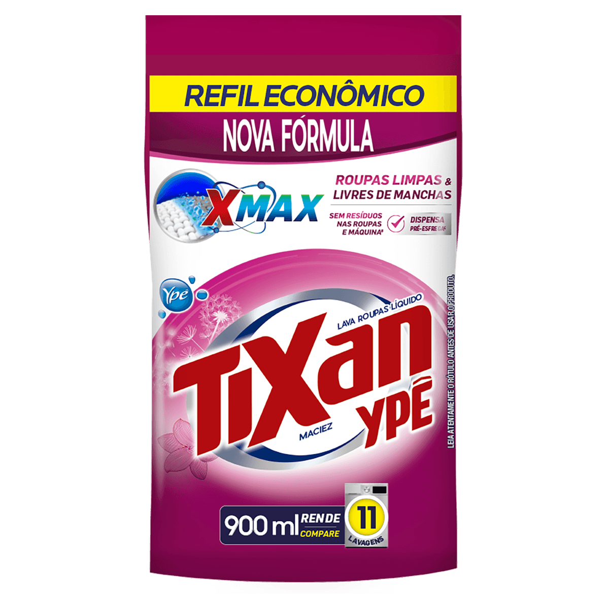 Lava-Roupas Líquido Maciez Tixan Ypê Pouch 900ml Refil Econômico - Image 1