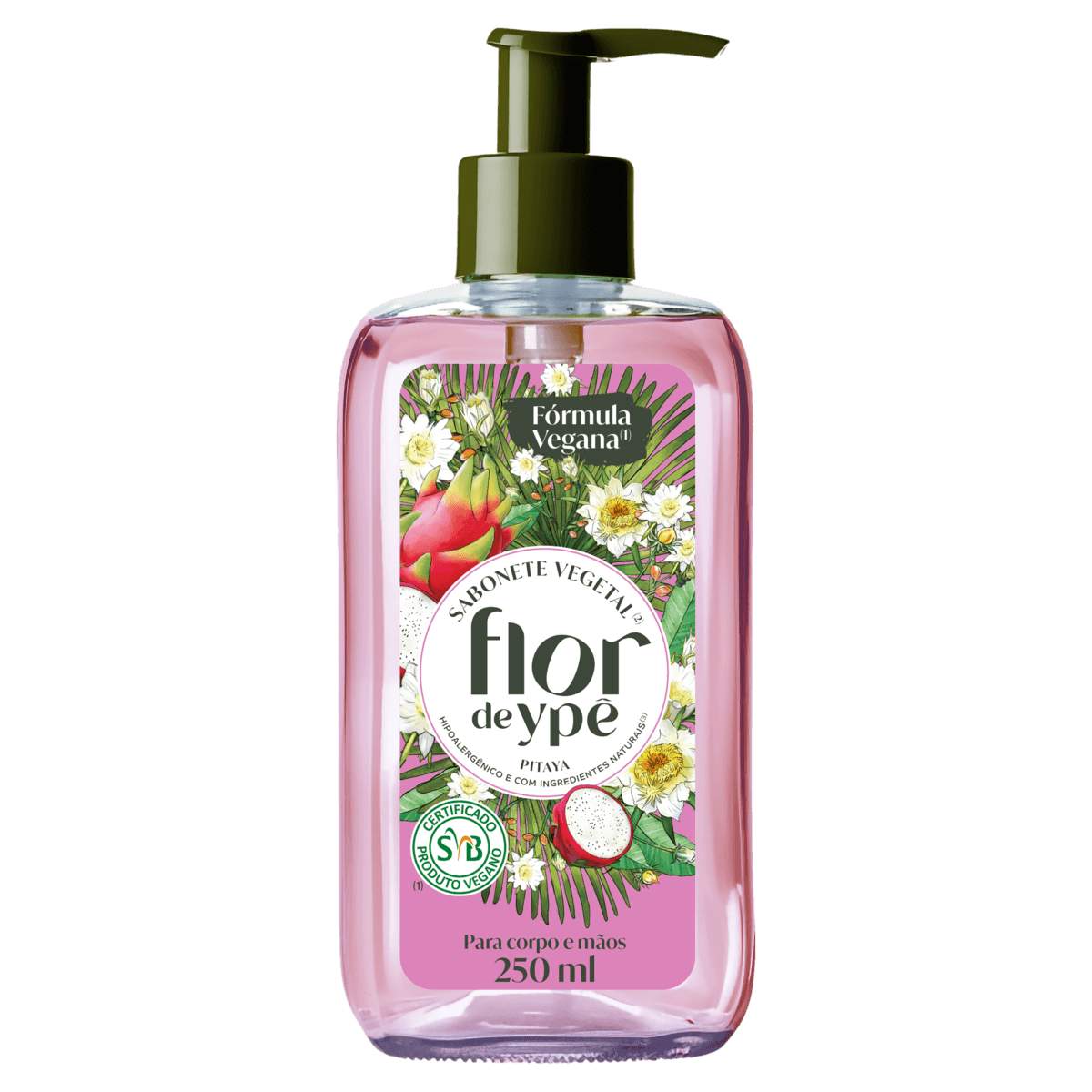 Sabonete Líquido Vegetal Mãos e Corpo Pitaya Flor de Ypê Frasco 250ml Pump - Image 1