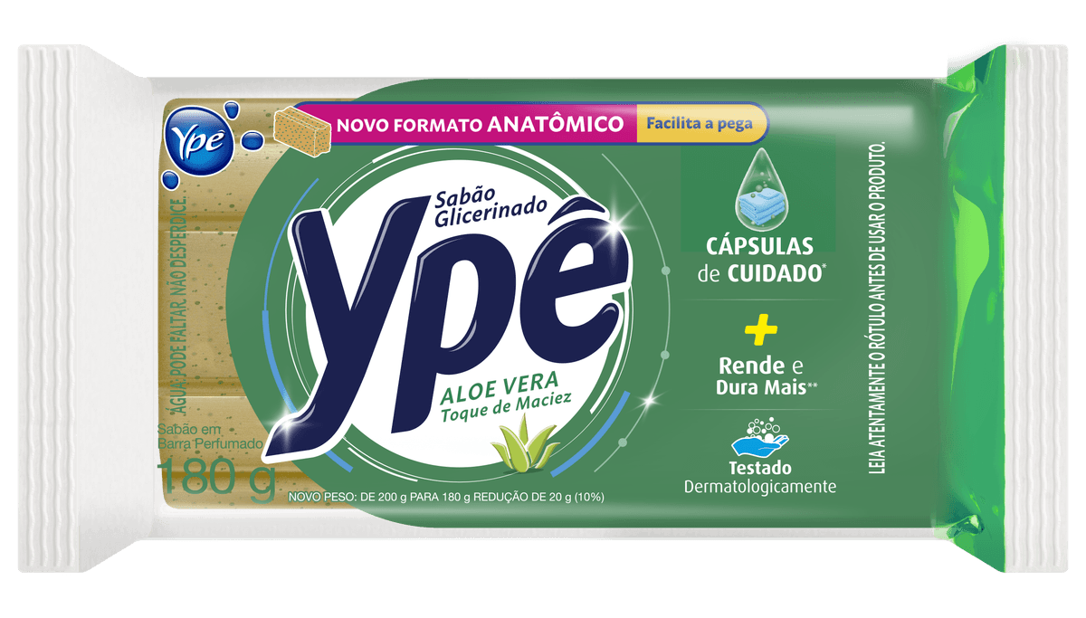 Sabão em Barra Ypê Unitário Bege Aloe Vera 200g - Limpeza com cuidado - Sabão em Pedra - Image 1