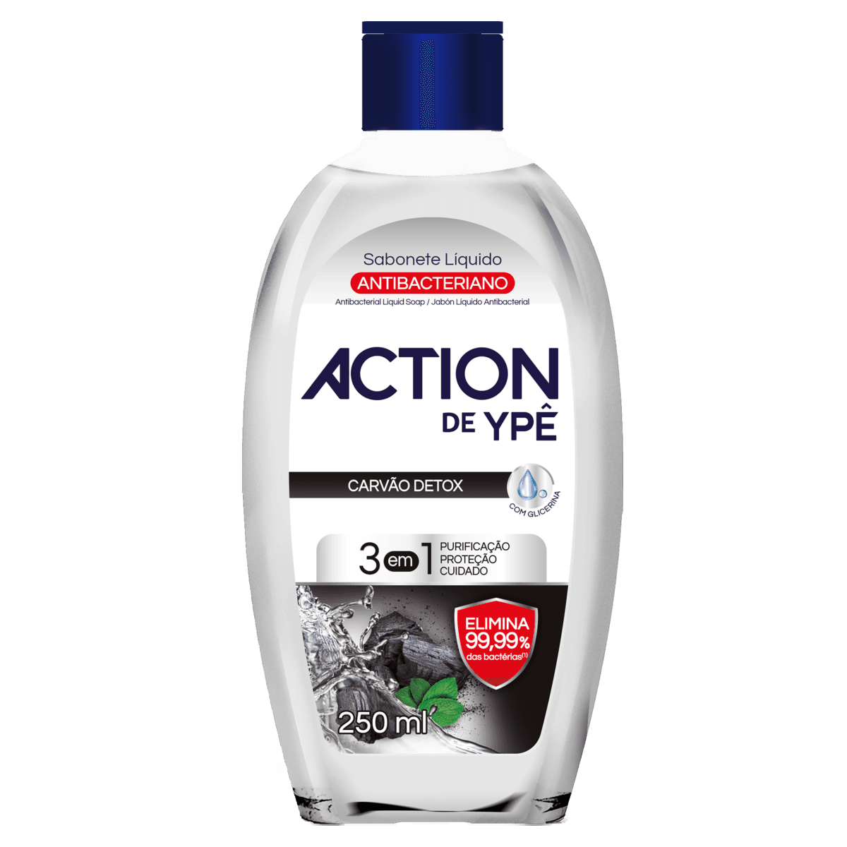Sabonete Líquido Antibacteriano Action de Ypê Carvão Detox Frasco 250ml - Image 1