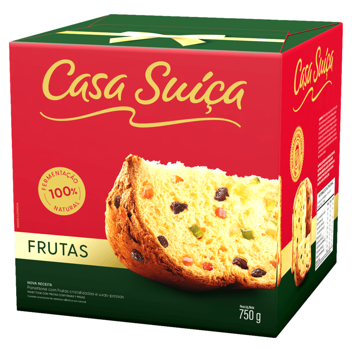 Panettone Com Frutas Cristalizadas E Uvas-Passas Fermentação 100% Natural Casa Suíça Caixa 750G - Image 1