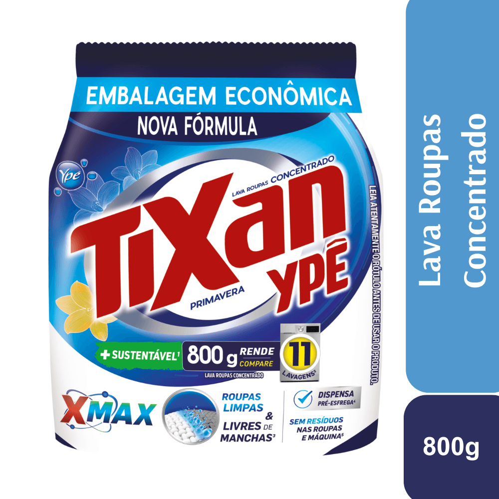 Lava-Roupas Pó Concentrado Primavera Tixan Ypê Pacote 800g Embalagem Econômica - Image 1