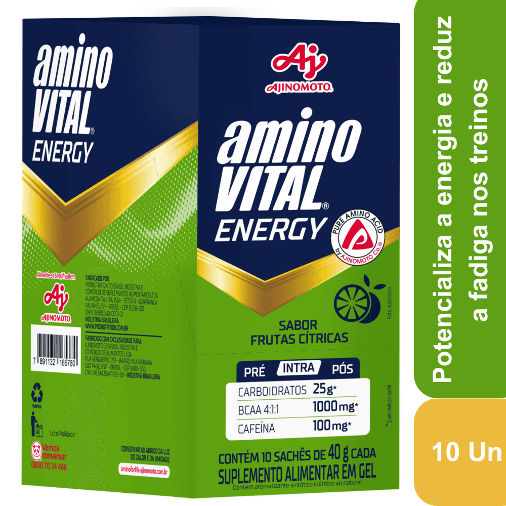 aminoVITAL® Energy Gel - Frutas Cítricas - Com Cafeína 10 Sachês - Image 1