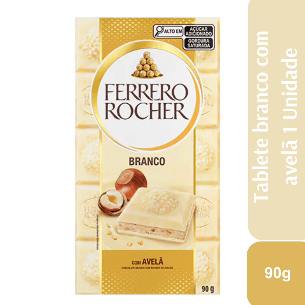 Ferrero Rocher Tablete branco com avelã 1 Unidade 90g - Image 1
