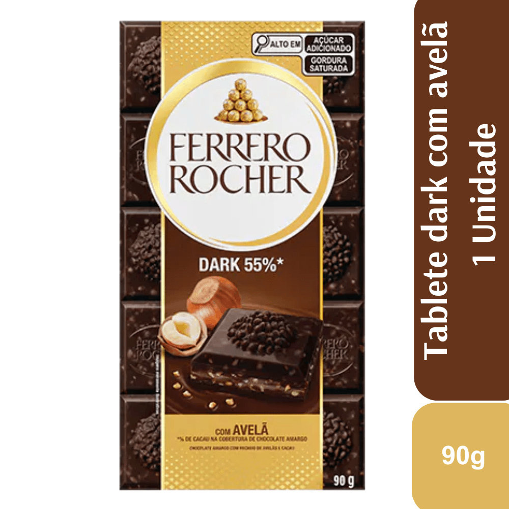 Ferrero Rocher Tablete dark com avelã 1 Unidade 90g - Image 1