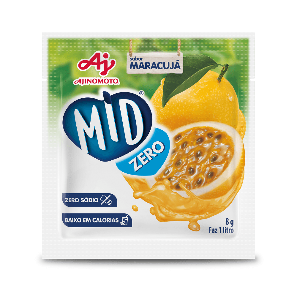 Refresco Em Pó Mid® Zero Açúcar Sabor Maracujá 8G - Image 1