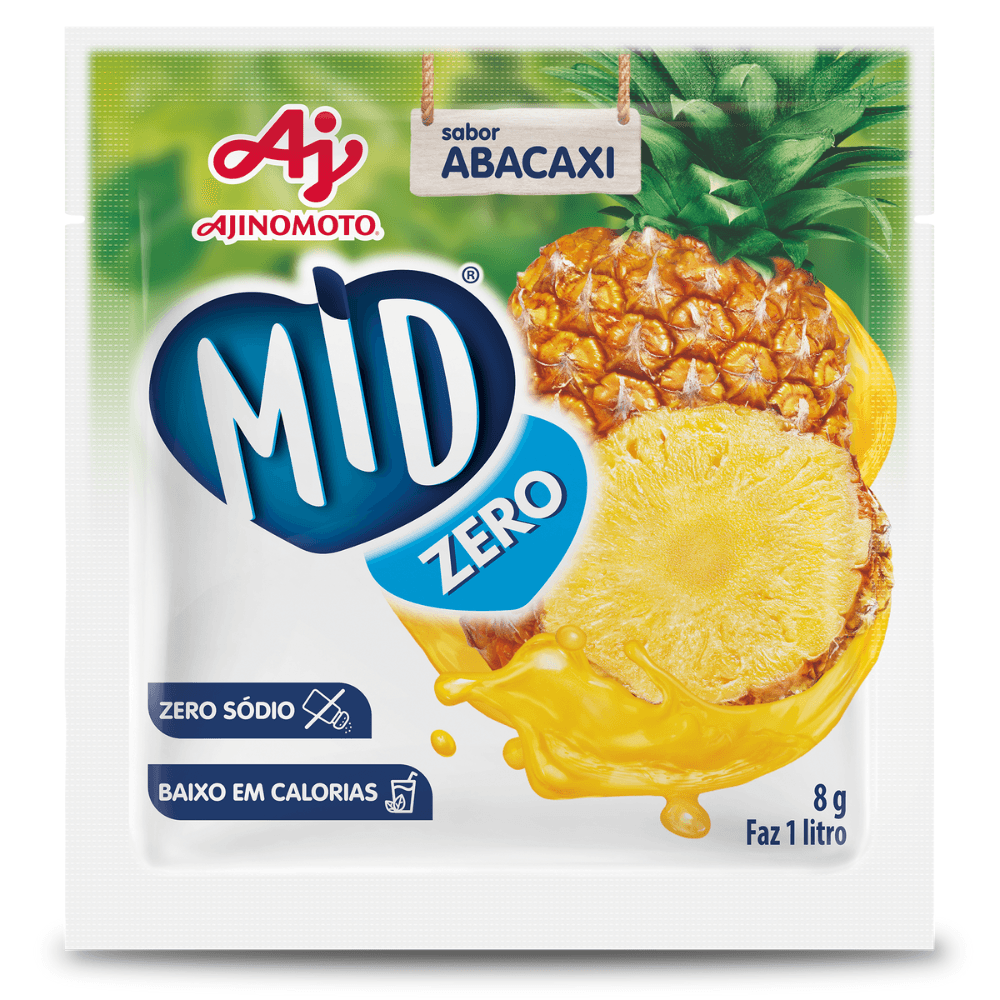 Refresco Em Pó Mid® Zero Açúcar Sabor Abacaxi 8G - Image 1