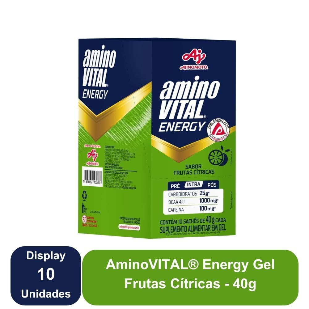 aminoVITAL® Energy Gel - Frutas Cítricas - Com Cafeína 10 Sachês - Image 1