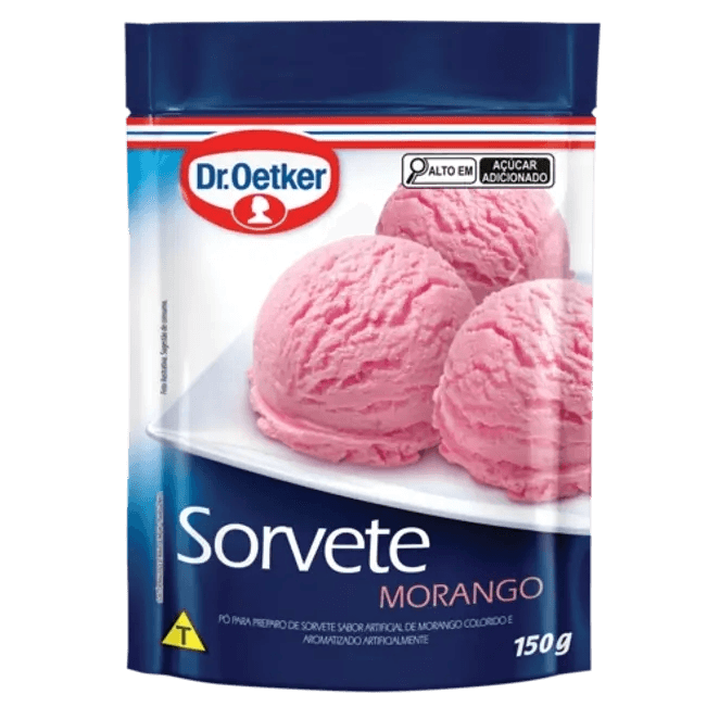 Dr. oetker sorvete sabor morango, pó para preparo de sobremesa, consistência cremosa e sabor delicioso, 150g - Image 1