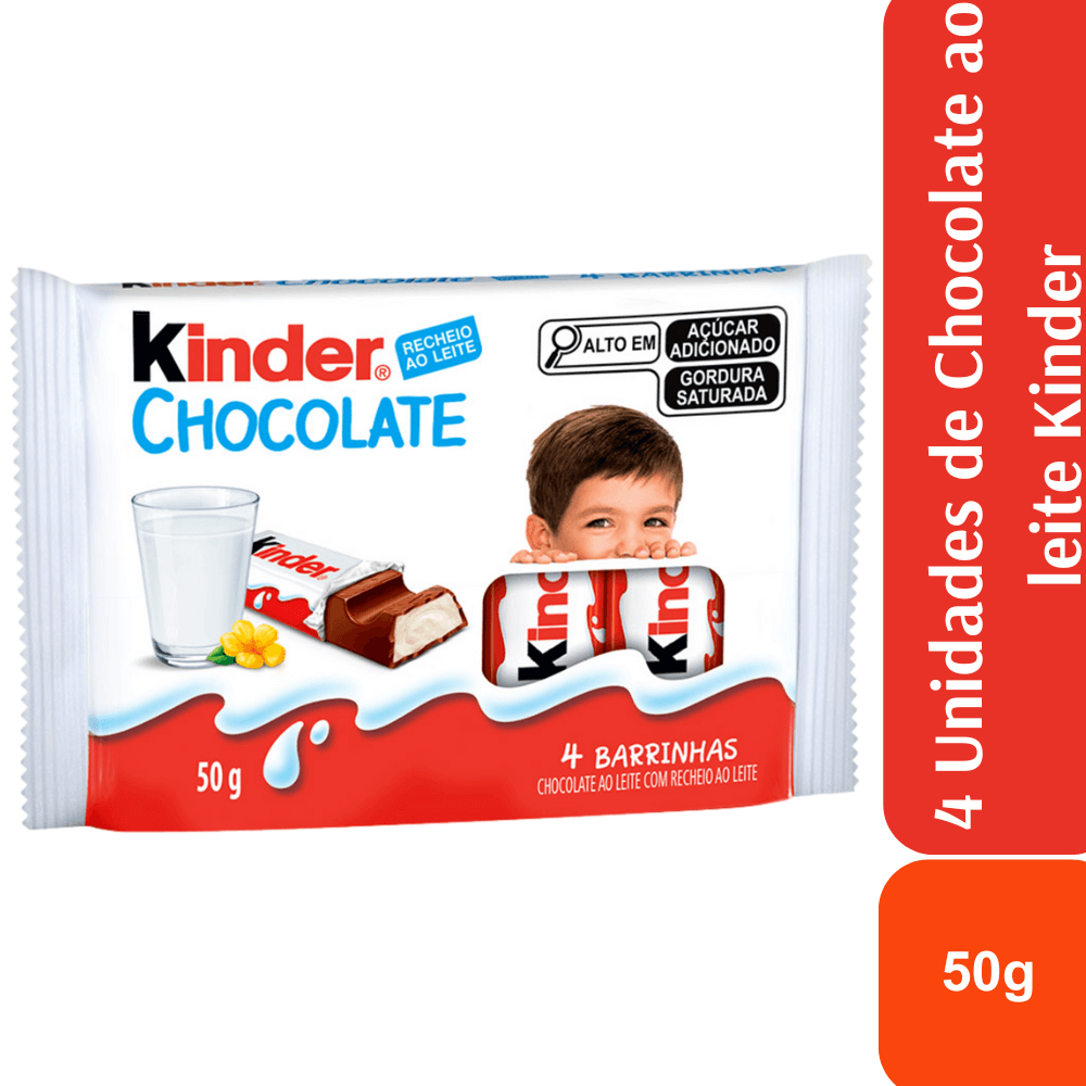 Kinder Chocolate ao Leite 4 unis 50g - Image 1