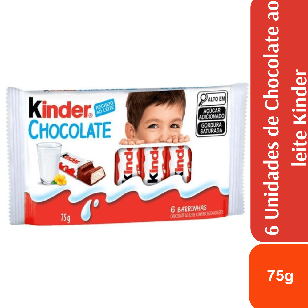 Kinder Chocolate ao Leite 6 unis 75g - Image 1