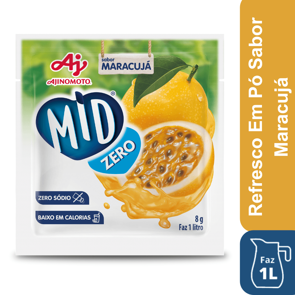 Refresco Em Pó Mid® Zero Açúcar Sabor Maracujá 8G - Image 1