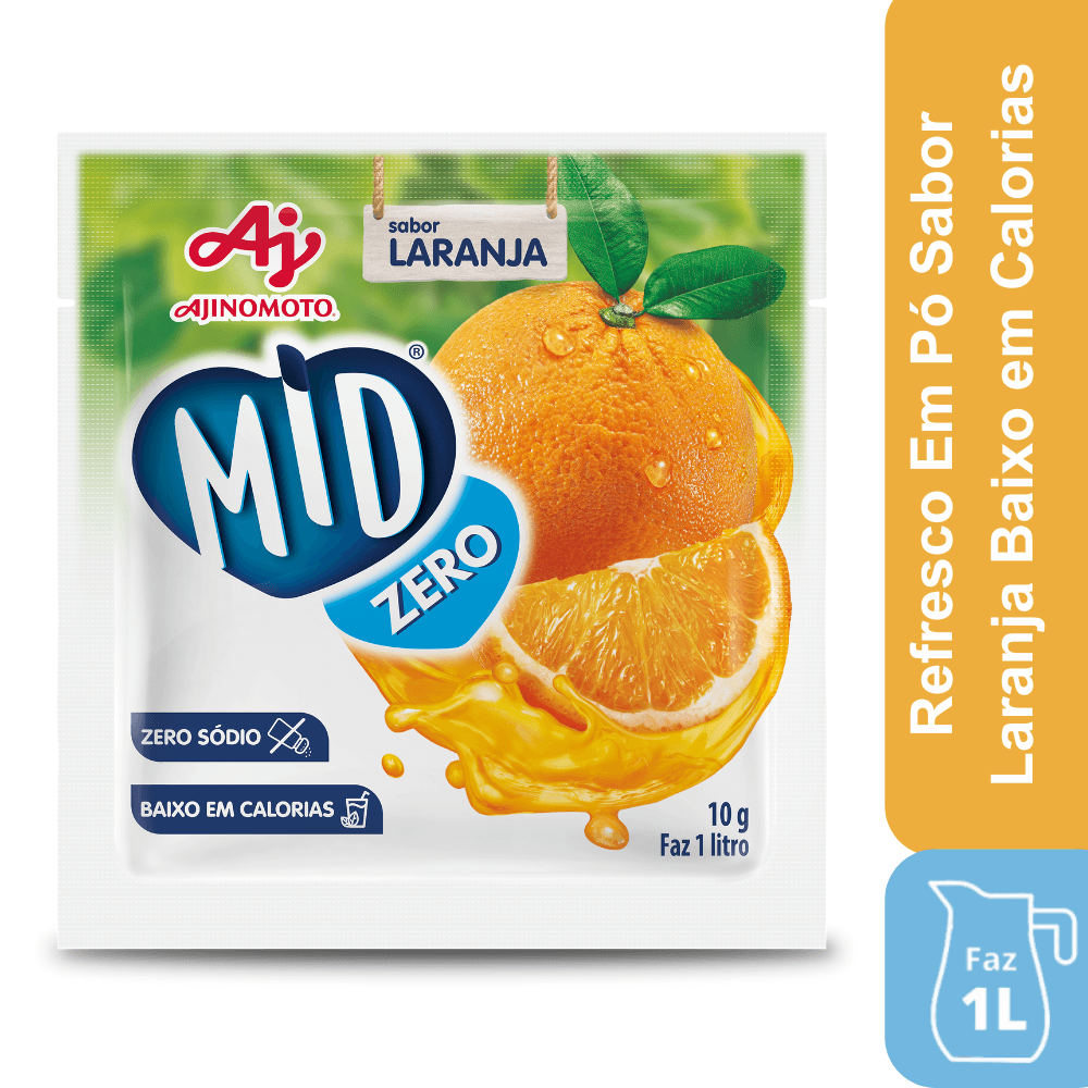 Refresco Em Pó Mid® Zero Açúcar Sabor Laranja 10G - Image 1