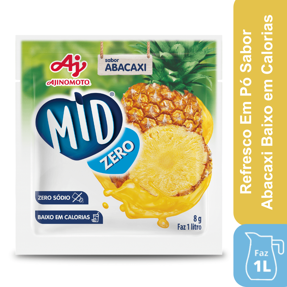 Refresco Em Pó Mid® Zero Açúcar Sabor Abacaxi 8G - Image 1