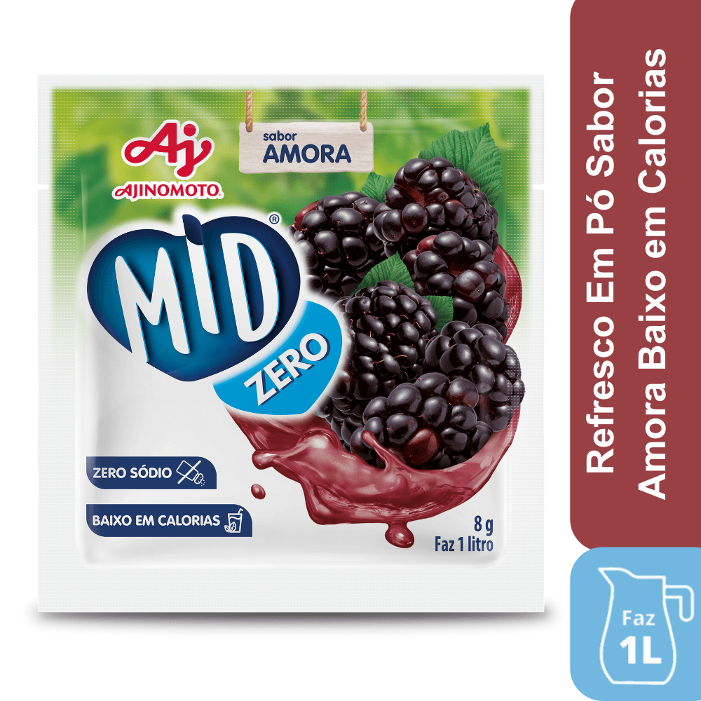 Refresco Em Pó Mid® Zero Açúcar Sabor Amora 8G - Image 1