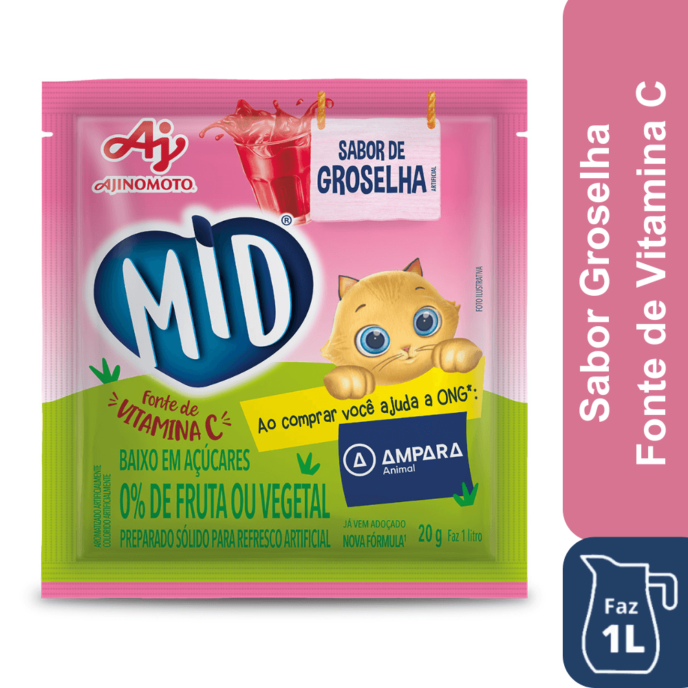 Refresco Em Pó Mid® Sabor Groselha 20G - Image 1