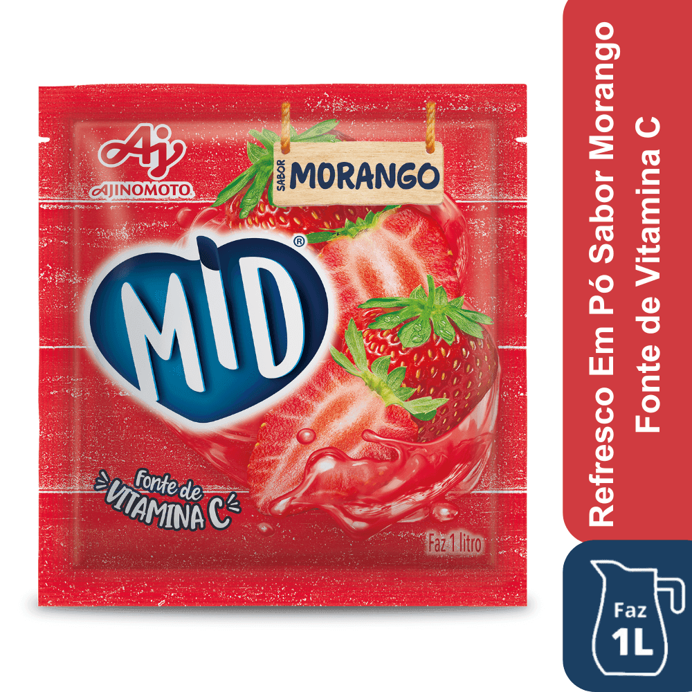 Refresco Em Pó Mid® Sabor Morango 20G - Image 1