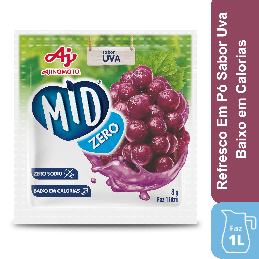 Refresco Em Pó Mid® Zero Açúcar Sabor Uva 8G - Image 1