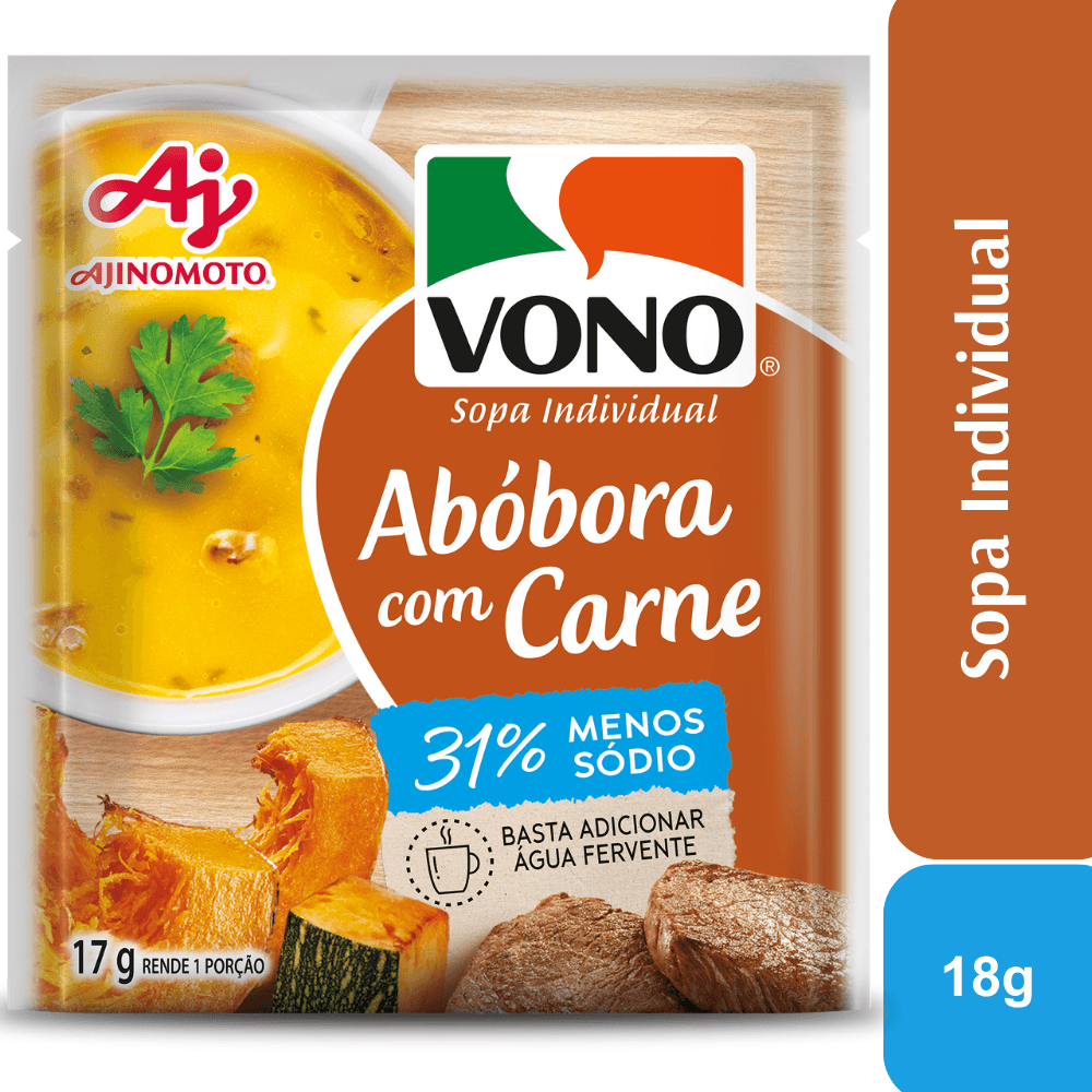 Sopa VONO® Individual Sabor Abóbora Com Carne Menos Sódio 17G - Image 1