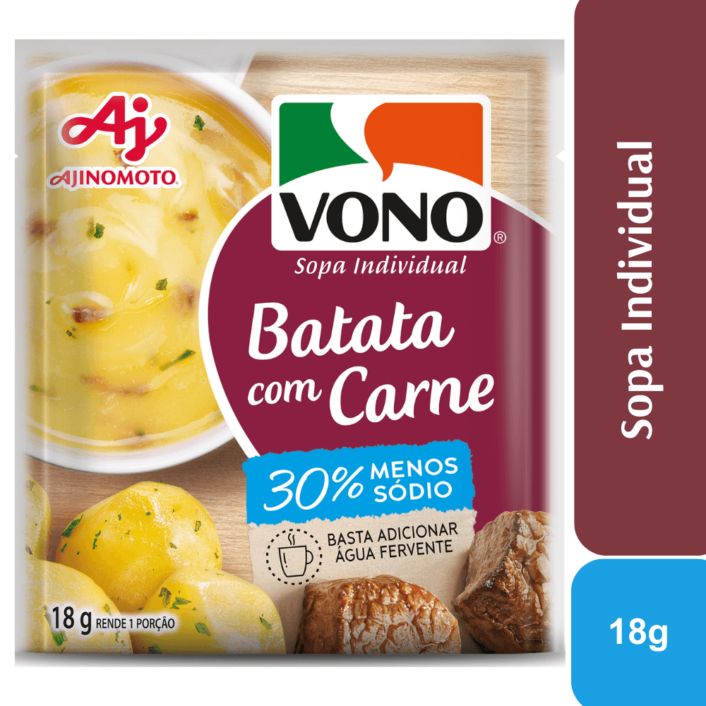 Sopa VONO® Individual Sabor Batata Com Carne Menos Sódio 18G - Image 1